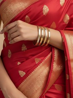 NVR - Women Gold Plated CZ Toned Bangles (Pack of 4)