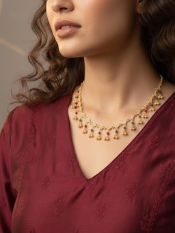 NVR - Women Gold Plated Multicolour Minimal Necklace