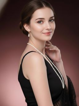 NVR - Women Gold Plated White Pearl Necklace With Earrings