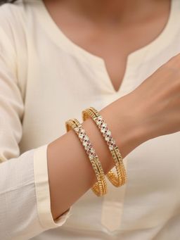 NVR - Women Gold Plated CZ Stone Bangles