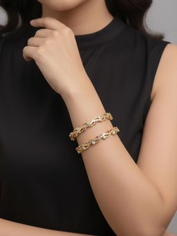 NVR - Women Gold Plated CZ Stone Bangles