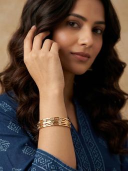 NVR - Women Gold Plated CZ Stone Bangles