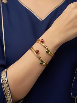 NVR - Women Gold Plated Artificial Beads Kadas