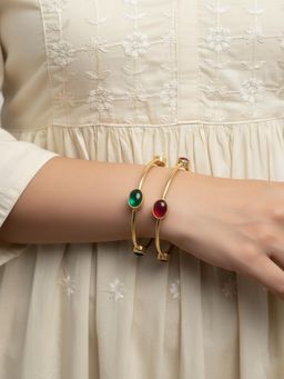 NVR - Women Gold Plated Artificial Stone Kada