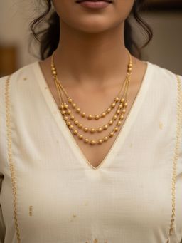NVR - Women Gold Plated Artificial Beads Layered Necklace