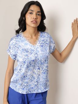 RAREISM - Annika Blue Printed Top