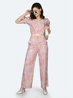 Zink London - Womens Peach Printed Top