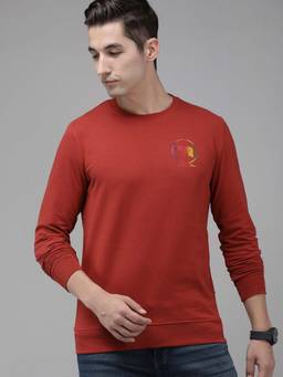 The Bear House - Ardor Edition Men Red Slim Fit Printed Sweatshirt