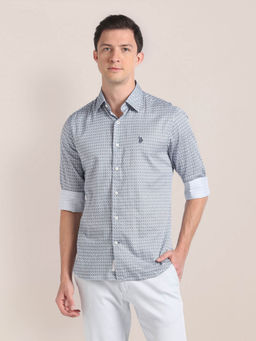 U.S. POLO ASSN. - Cotton Satin Geometric Shirt