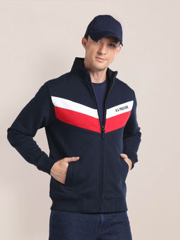 U.S. POLO ASSN. - High Neck Brand Striped Sweatshirt