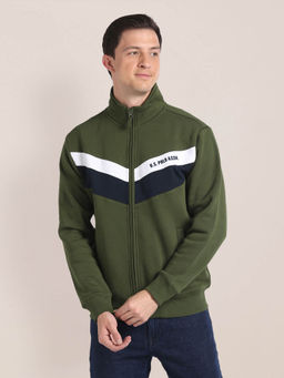 U.S. POLO ASSN. - High Neck Brand Striped Sweatshirt