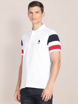 U.S. POLO ASSN. - Striped Sleeve Cotton Polo T-Shirt