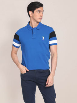 U.S. POLO ASSN. - Striped Sleeve Cotton Polo T-Shirt