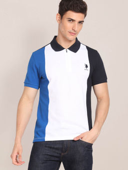 U.S. POLO ASSN. - Colour Block Cotton Polo T-Shirt
