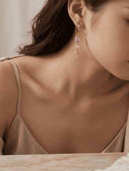 Salty - Pink Stone Tulip Velisse Drop Earrings