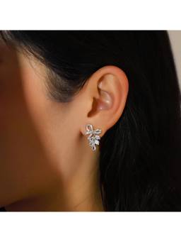 Salty - Crystal Bow Bloom Stud Earrings
