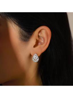 Salty - White Stone Droplet Stud Earrings