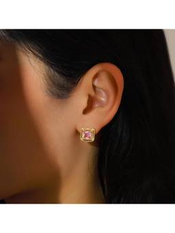Salty - Pink Geo Frame Stud Earrings