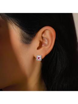 Salty - Pink Geo Frame Stud Earrings