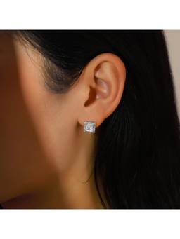 Salty - White Geo Frame Stud Earrings