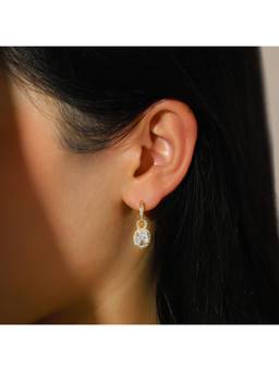 Salty - White Stone Halo Drop Earrings
