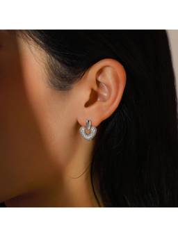Salty - White Stone Sweetheart Stud Earrings