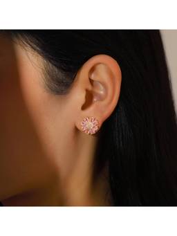 Salty - Pink Crystal Daisy Stud Earrings