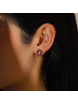 Salty - Purple Crystal Daisy Stud Earrings