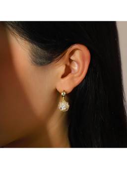 Salty - White Stone Orb Drop Earrings