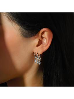 Salty - White Trois Crystal Drop Earrings