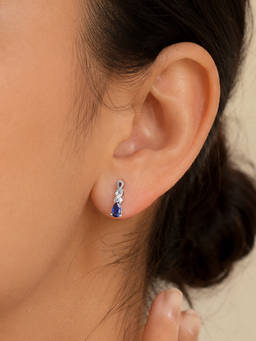 Ornate Jewels - 925 Silver Blue Sapphire Infinity Stud Earrings