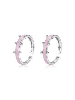 Ornate Jewels - 925 Silver Rhodium Plated Pink Enamel Bichhiya Toe Rings