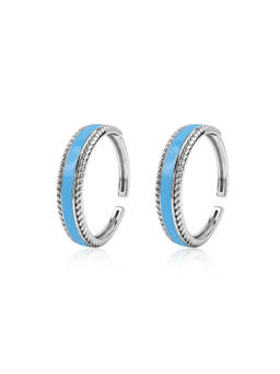 Ornate Jewels - 925 Silver Blue Enamel Rope Textured Bichhiya Toe Rings
