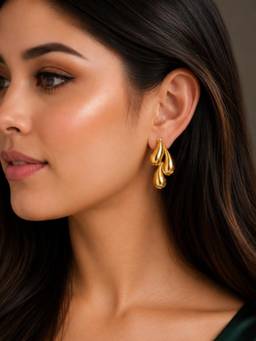 OOMPH - Gold Teardrop Shape Anti Tarnish Earrings