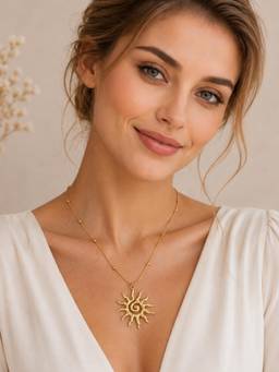 OOMPH - Gold Spiral Sun Shape Anti Tarnish Pendant Necklace