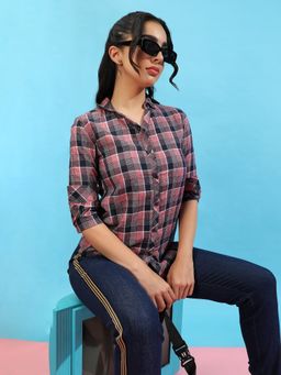 Campus Sutra - Womens Cotton Tartan Plaid Shirt