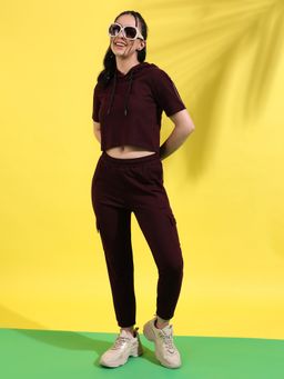 PINACOLADA - Womens Solid Maroon Co-Ord (Set of 2)
