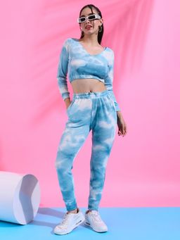 PINACOLADA - Womens Light Blue Tie-Dye Co-Ord (Set of 2)