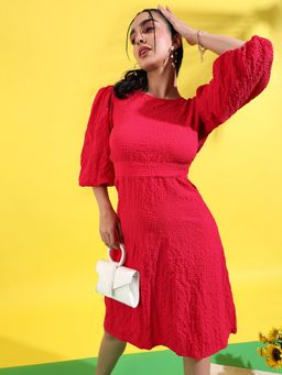 PINACOLADA - Women Red Dress with Open Back Detail