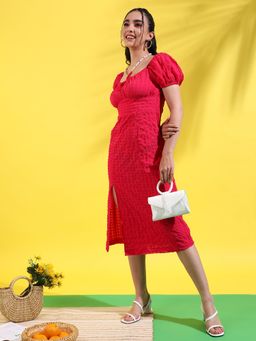 PINACOLADA - Womens Red Dress with Slit Detail