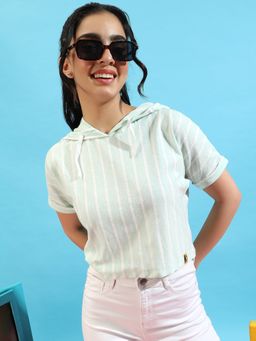 PINACOLADA - Womens Mint Green Striped Top