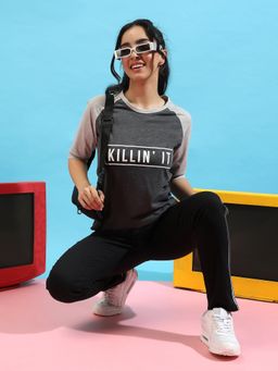 PINACOLADA - Womens Colorblock Grey Top