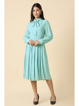 Allen Solly - Women Blue Tie Up Neck Dress