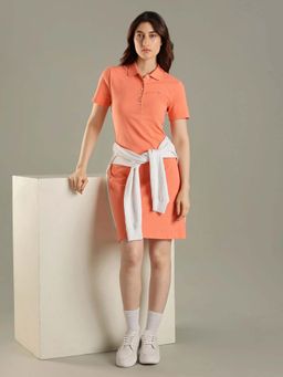 Tommy Hilfiger - Orange Cotton Polo Collar T-Shirt Dress