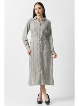 Van Heusen - Women Grey Collar Neck Dress with Belt