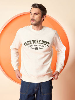 Club York - Ecru Round Neck Sweatshirt