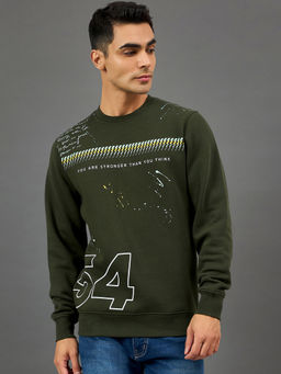 Club York - Dark Olive Printed Sweatshirt