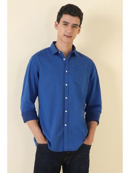 Allen Solly - Men Blue Regular Fit Solid Full Sleeves Casual Shirt