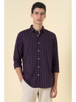 Allen Solly - Men Purple Regular Fit Check Full Sleeves Casual Shirt