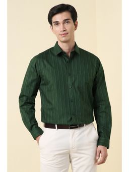 Allen Solly - Men Green Stripe Full Sleeves Formal Shirt